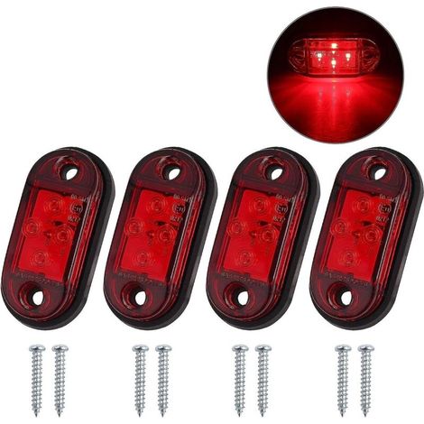 Feux de position latéraux avant, arrière et à LED étanches universels 4x4, étanches, 12 V/24 V, pour remorque, fourgonnette, caravane, camion, bus (1/5)