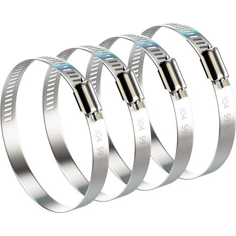 59-82 mm Collier de serrage réglable en acier inoxydable 304 Colliers de serrage Lot de 4 colliers de serrage à vis sans fin de 7,6 cm de diamètre pour tuyau de carburant pour sèche-linge (1/5)
