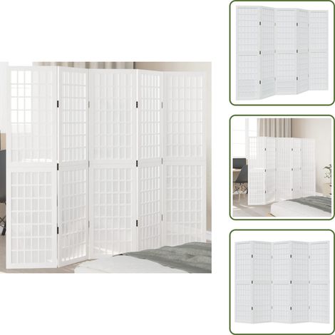 Divisore per camera da letto - vidaXL Divisorio Ambienti 5Pannelli Bianco Legno Massello di Paulownia - Divisore per soggiorno