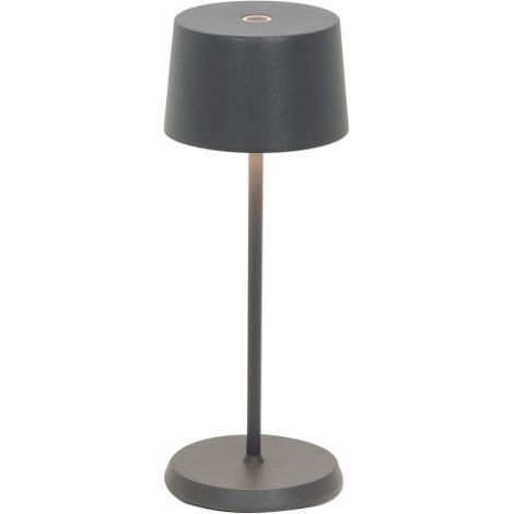 Zafferano OLIVIA PRO MICRO Lampada a led da tavolo Grigio scuro ricaricabile e dimmerabile