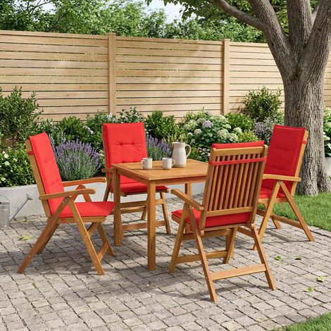 vidaXL Juego de comedor de jardín de 5 piezas 4 plaza Rojo (1/5)
