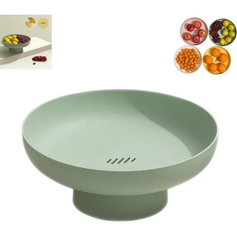 1 pièce - Coupe à fruits ronde - Coupe à fruits en plastique - Corbeille à fruits - Plateau de cuisine - Pour ranger les légumes et le pain sur le plan de travail - Compatible lave-vaisselle Vert (1/5)