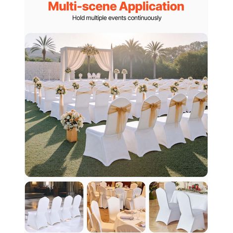 Lot de 50 housses de chaise extensibles blanches, pour banquet mariage salle à manger, polyester élasthanne (1/5)