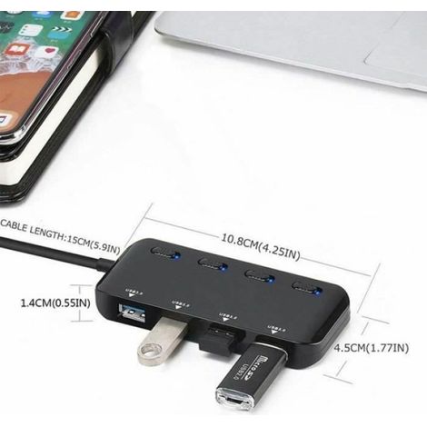 Hub USB 3.0 - - Multi 4 Ports - Protection contre les surtensions - Charge intelligente (1/4)