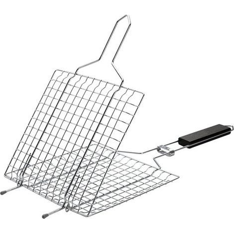 Poignée grill panier Rôtissoire à poisson, spatule à griller, surface de cuisson généreuse pour légumes, poisson, viande (23 x 21,5 cm) (1/5)