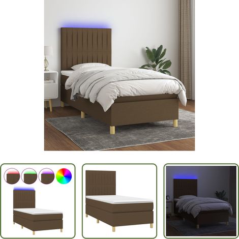 Matratze - Boxspringbett mit Matratze & LED Dunkelbraun 80x200 cm Stoff (1/5)