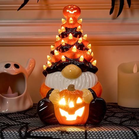 Décorations d'arbre en céramique pour Halloween avec LED intégrées - Décoration de Table pour Halloween - Décoration de fête intérieure - 21,6 cm de Haut (1/5)