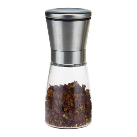 Lot de 2 moulins à sel et à poivre , en acier inoxydable brossé et en verre , avec meules en céramique réglables , sans épices (1/5)