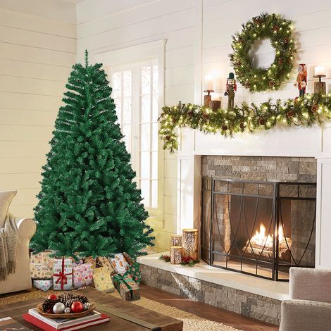 240CM Sapin de Noël Artificiel, Arbre de Noël Artificiel pour Décoration de Noël Matériau PVC, Vert, avec Pied en Métal (1/5)