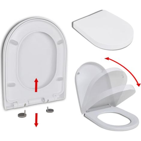Sedile WC quadrato bianco con chiusura ammortizzata e sgancio rapido 020002892