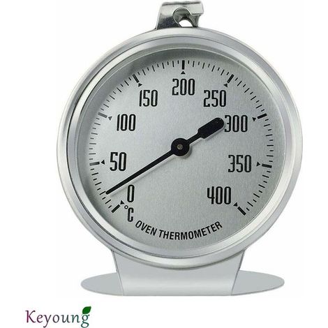 Ofenthermometer aus Edelstahl – Messbereich 0 bis 400 °C – Großes Display zum Grillen und Räuchern – Abmessungen 9 x 7 cm (1/5)