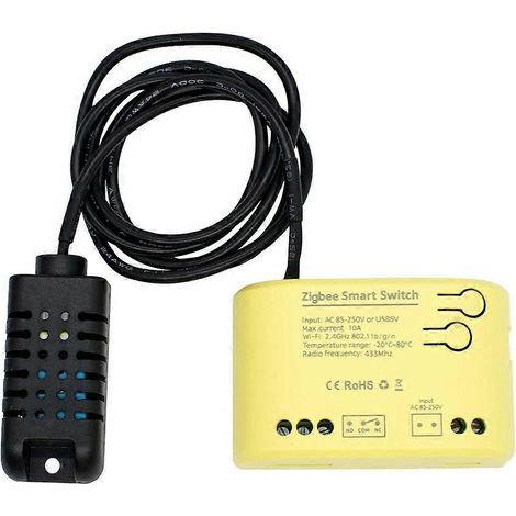 Intelligenter Zigbee-Schalter mit Temperatur- und Feuchtigkeitssensor, 1-Kanal-Relaissteuerung, Tuya Smart Life App, 85-250V Funksteuerung (1/5)