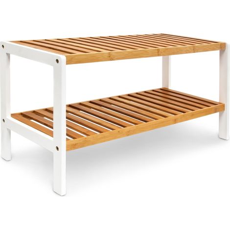 Zapatero moderno 2 baldas 80 x 30 x 60 cm diseño escandinavo acabado mate en bambú natural 130005124 (1/4)