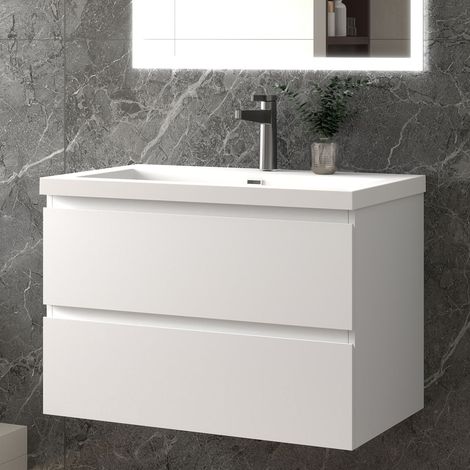Waschbeckenunterschrank Waschtisch mit Waschbecken Badmöbel Weiß Waschbecken 50cm Weiß Unterschrank (1/5)