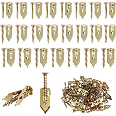 66 Pièces Ancrages Autoperceuses pour Cloison Sèche  Chevilles Kit Cheville Placo pour Kit de Montage Cloisons Sèches, Meubles Fixes, Bricolage, Fixation Stable Sans Perçage (1/5)