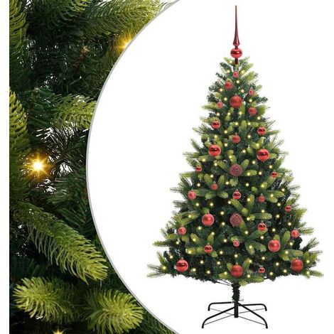 Sapin de Noël artificiel à charnières, 150 lumières LED, vert, 120 cm (1/5)