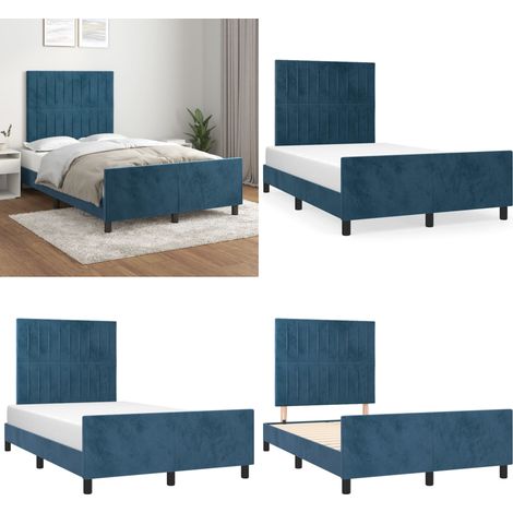 Bettgestell ohne Matratze Dunkelblau 120x200 cm Samt - Samtsofa - Doppelbett - Boxspringbetten - Betten Günstig - Hochwertiges Bettgestell - Home & Living (1/5)