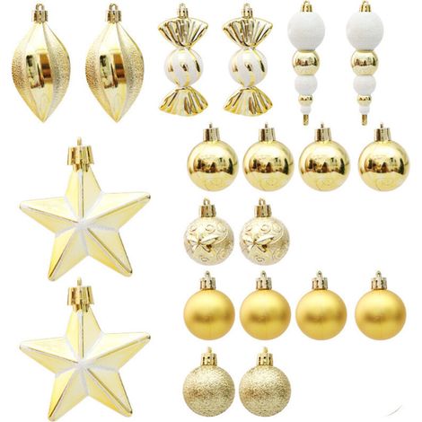 Bolas de adorno para árbol de Navidad, 20/29 piezas, - Estilo B dorado