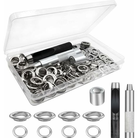 100 Jeux Oeillets Bache Kit Tente Reparation Toile Cercle (1/2)