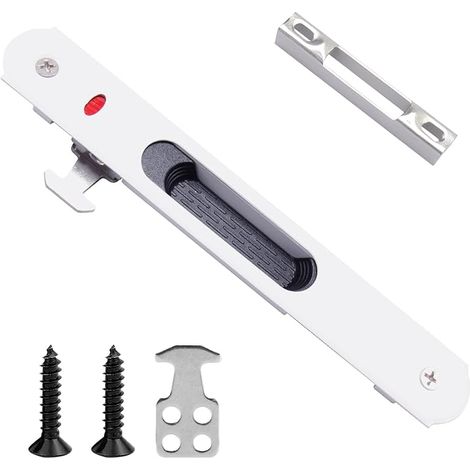 Serrure de Porte Coulissante, Porte Coulissante Fenêtre Crochet, Verrou de Porte en Acier Inoxydable, Verrou de Verrouillage Simple Face Pour Portes Mobiles, Fenêtres, Portes Coulissantes en Verre (1/5)