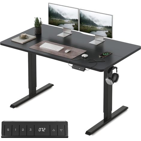 FEZIBO Elektrischer Schreibtisch 120x60cm Schwarz Memory Steuerung (1/5)