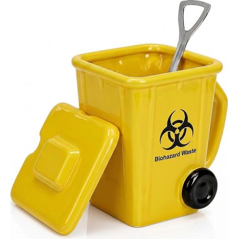 Mug poubelle 3D humoristique multifonction en forme de poubelle jaune pour salle à manger bureau ou salle de classe (1/5)