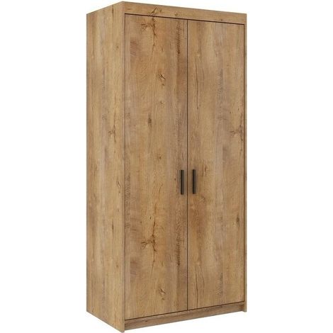 Armario Tucson 112, Lefkas roble, 191x90x53cm, Puertas de armario: Con bisagras (1/4)