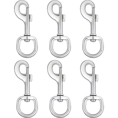 6 Pièces Mousquetons Pivotants pour Chiens, Mousqueton Laisse Chien, Crochets Mousquetons Pivotants avec Émerillon – adaptés aux animaux de compagnie jusqu'à 10 kg, pour collier, porte-clé, sac à dos (1/5)