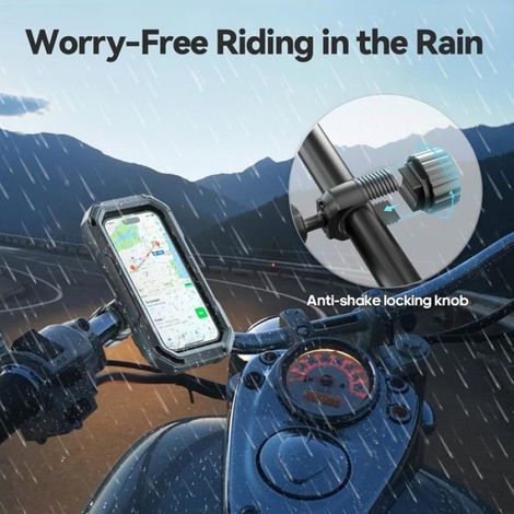 Support Téléphone Moto Etanche-Porte Téléphone Vélo Rotation À 360,Ecran Tactile Entièrement Fermé,Support Téléphone Vélo Pour Iph (1/5)