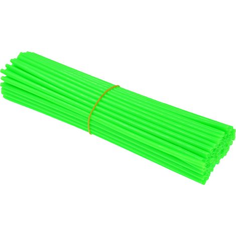 Lot de 72 habillages de rayons, protections de jantes moto tout-terrain, gaines décoratives vertes pour rayons de roue, accessoires de personnalisation. (1/4)