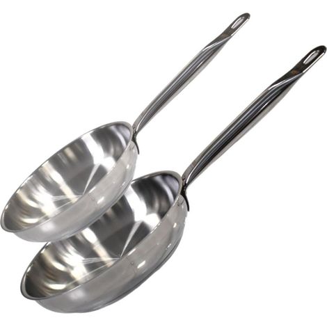 Lot de 2 poêles inox de 24 cm et 28 cm Elo Profi Therm (1/5)