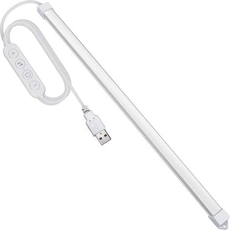 LED Strip 35cm USB Under Cabinet Lamp Dimmable 3 Colors Light for Kitchen, Cabinet or Office, Slim Design and Easy Installation (4 Buttons - With Brightness Adjustment) (1/5)