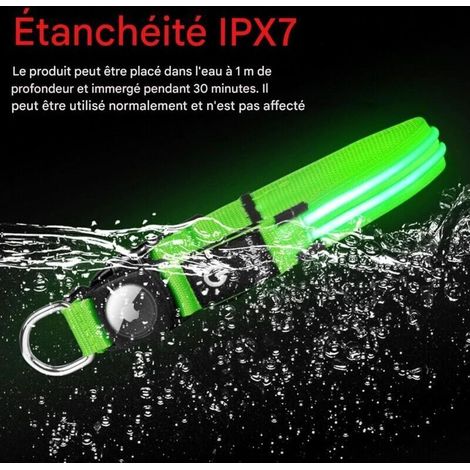 Collier pour chien LED ultra-lumineux, entièrement étanche et réglable, rechargeable par USB-C pour les promenades nocturnes, sécurité, collier lumineux clignotant (vert, 39-552,5 cm) (1/4)