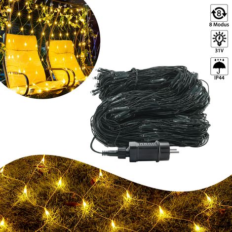 AUFUN Guirlande lumineuse filet LED 8 modes 3x2m Blanc chaud (1/5)