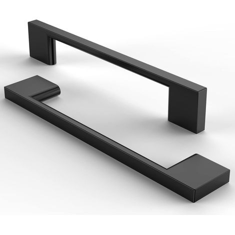 Möbelgriffe aus gebürstetem Edelstahl – 5-teiliges Set für Schubladen, Schränke und Küchen (schwarz, 128 mm Lochabstand) (1/4)