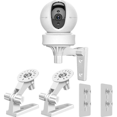Lot de 2 supports muraux pour caméra de sécurité, avec angle réglable, rotation à 180 °, compatibles avec caméra de surveillance intérieure (1/5)