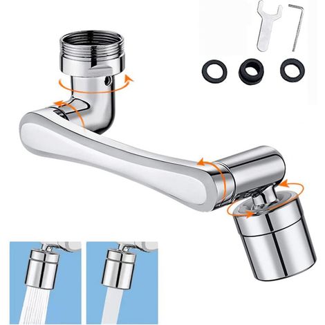 Rallonge De Robinet Pivotante - 1080° Rotation - 2 Modes Débit Eau (Bulle Douce Et Pulvérisation) - Pour Évier Cuisine - 1 Pièce (1/5)