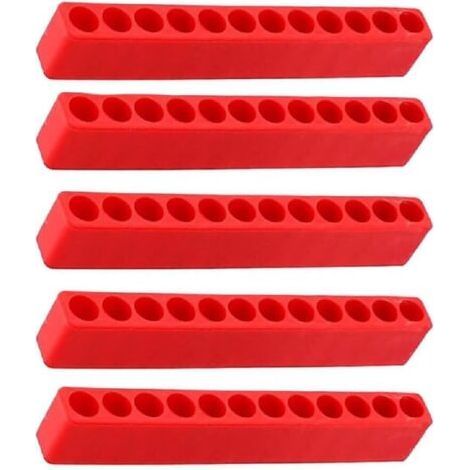 Porte Embout Visseuse, 5 Pièces Bande de Rangement pour Embouts, 12 Trous Porte-Embouts Hexagonaux, pour Tournevis, Perceuse (1/5)