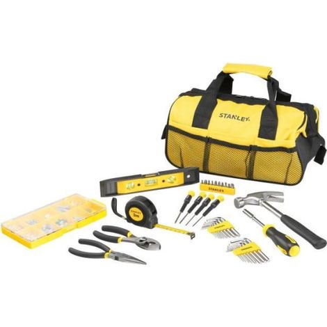 Stanley – Coffret multi-outils 38 pièces en métal – Marteau 369g – 2 pinces – 5 tournevis – Sac souple – Clés mâles 16 pièces (1/4)