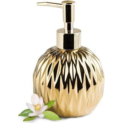 Distributeur Savon Liquide Céramique Doré, 400ml Salle de Bain Hôtel (1/4)