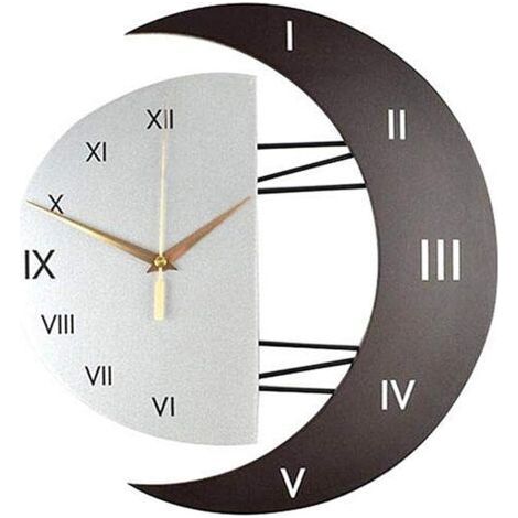 Horloge Murale Moderne Design Silencieuse Horloge Cuisine Cadre en Forme de Lune Créative Horloge de Décoration pour la Maison (3332) (1/5)