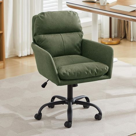 Chaise de bureau – Similicuir PU, piètement noir, hauteur réglable – Pour bureau, chambre, coiffeuse, etc. – Solution ergonomique économique (1/5)