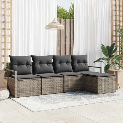 Ensemble de canapés,Chaise de salon,Sofa 5 pcs Gris polyrotin (1/5)