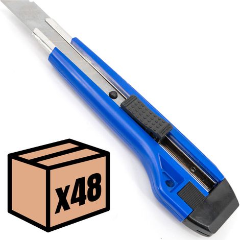 Lot de cutters professionnels bleus Couteau utilitaire rétractable avec 100 lames 18mm Taille - Lot de 48 (1/5)