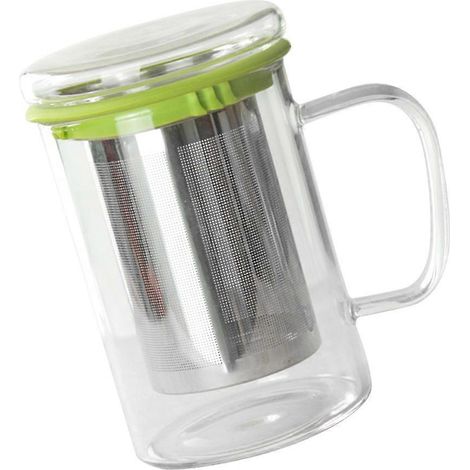 Infuseur à thé en vrac en verre 350 ml, idéal pour la maison, le bureau et les voyages. Maintien de la température. 1 pièce. (1/2)