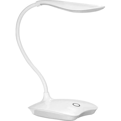 Lampe de bureau LED à variateur tactile à 3 niveaux de luminosité, lampe de bureau avec col de cygne flexible, lampe de jour, lampe de chevet pour lire, travailler, apprendre Blanc (1/5)