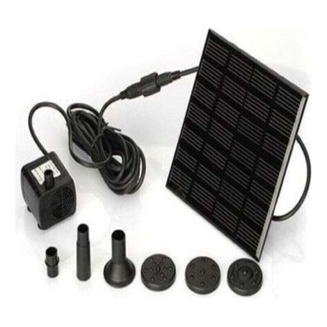 7V 1.2W Pompe Solaire Destiné à Fontaine, XU, Pompe à Eau Solaire avec 6 Buses Kit de Fontaine Submersible sans Brosse,11x11cm,Longueur de ligne 3m (1/4)