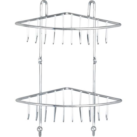 WENKO Eckregal Milano mit 2 Etagen, Chrom, Silber glänzend, Stahl chrom