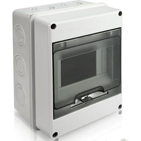 Jusch – Coffret électrique étanche IP65 1 rangée 5 modules – Résine ABS – Pour installations extérieures et recharge solaire (1/5)