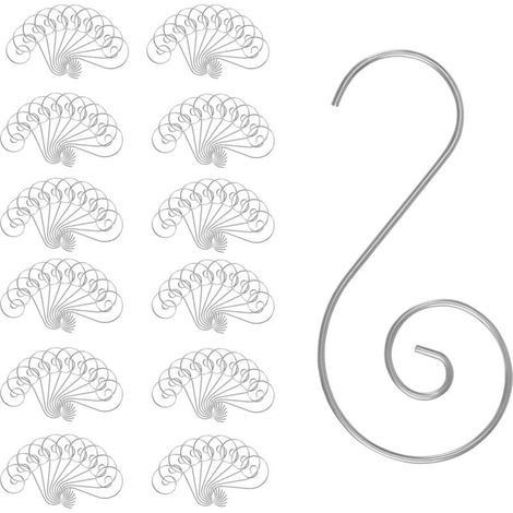 Set mit 120 dekorativen silberfarbenen Metallhaken zum Aufhängen von Weihnachtsbaumschmuck, geschwungene Haken (1/5)